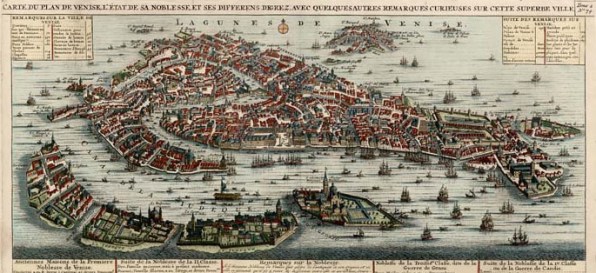Plano de Venecia en el siglo XVIII Establecido por Henri Chatelain en 1719