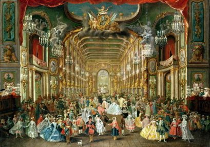 Baile de máscaras en el Palacio de Augustusbourg (Bonn)en el que participó Casanova, (J. Rousseau, 1754)