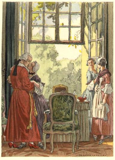 After I had Rose shave me they [Rose and Manon] accepted my first salutations of the day as a matter of course, and the cousin [Mademoiselle Roman, cousin of Madame Morin], who came last, let me feel a tongue dipped in nectar. I saw that she would be kind at the first opportunity. 7 - 28